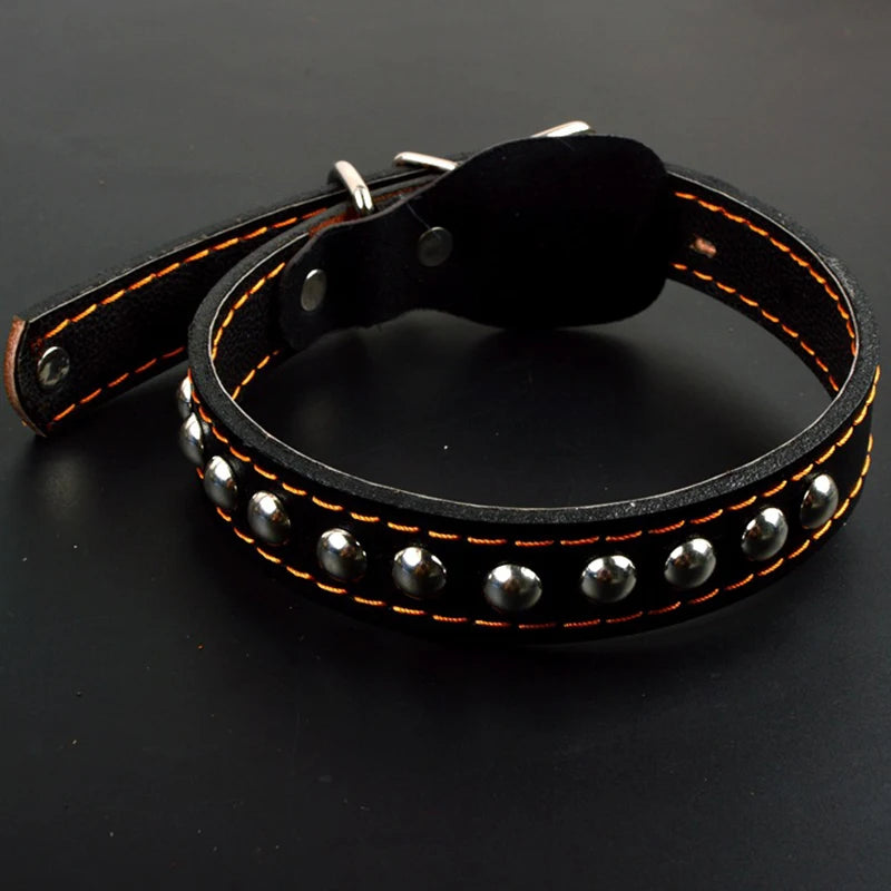 Leather Dog Collar & Leash – Strong Traction Lead for Large Dogs