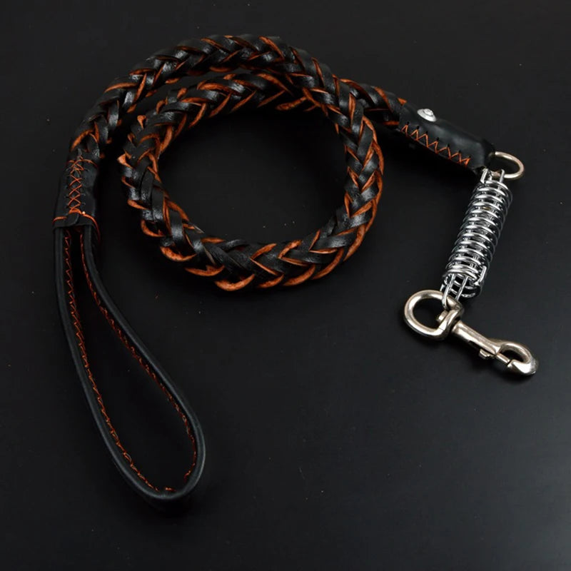 Leather Dog Collar & Leash – Strong Traction Lead for Large Dogs