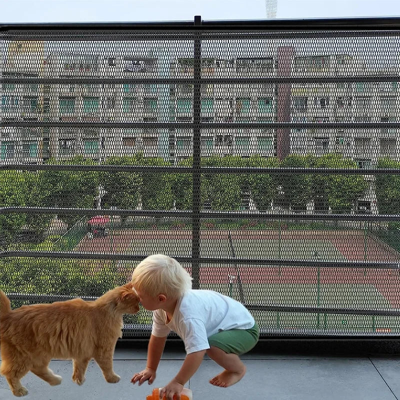 Pet Safety Fence – Foldable Mesh Barrier Gate for Dogs with Hooks