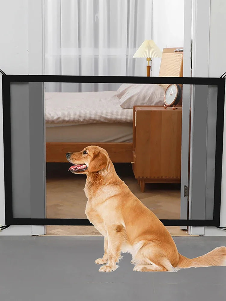 Pet Safety Fence – Foldable Mesh Barrier Gate for Dogs with Hooks
