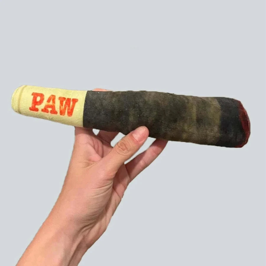 Cigar Plush Dog Toy – Funny Squeaky Chew for Small & Medium Pets