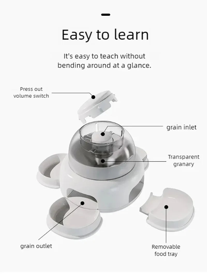 Three bowls of pet food dispenser, automatic press feeder