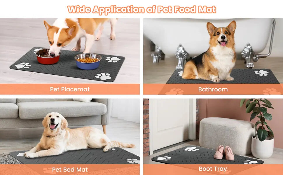 Absorbent Pet Feeding Mat – Quick-Dry Food & Water Bowl Placemat