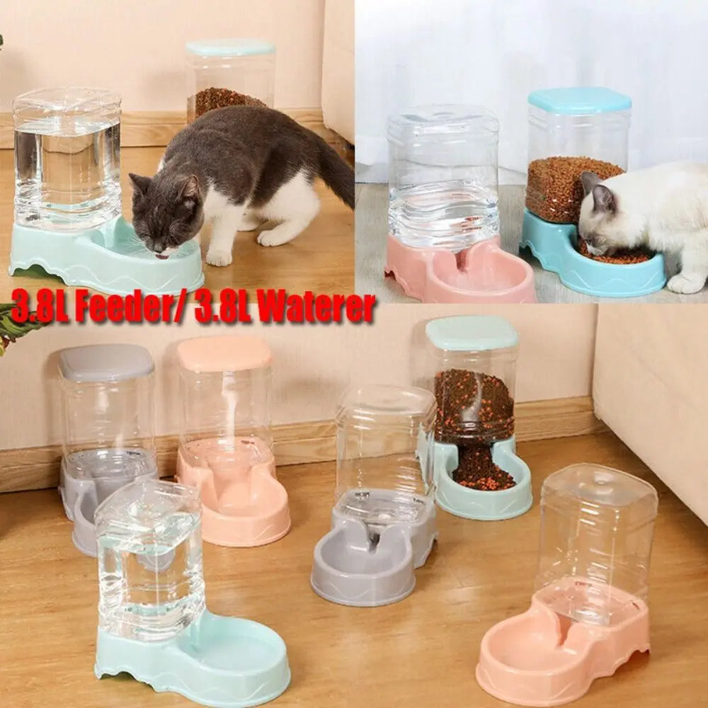 Automatic Pet Feeder & Water Fountain – 3.8L Food Dispenser