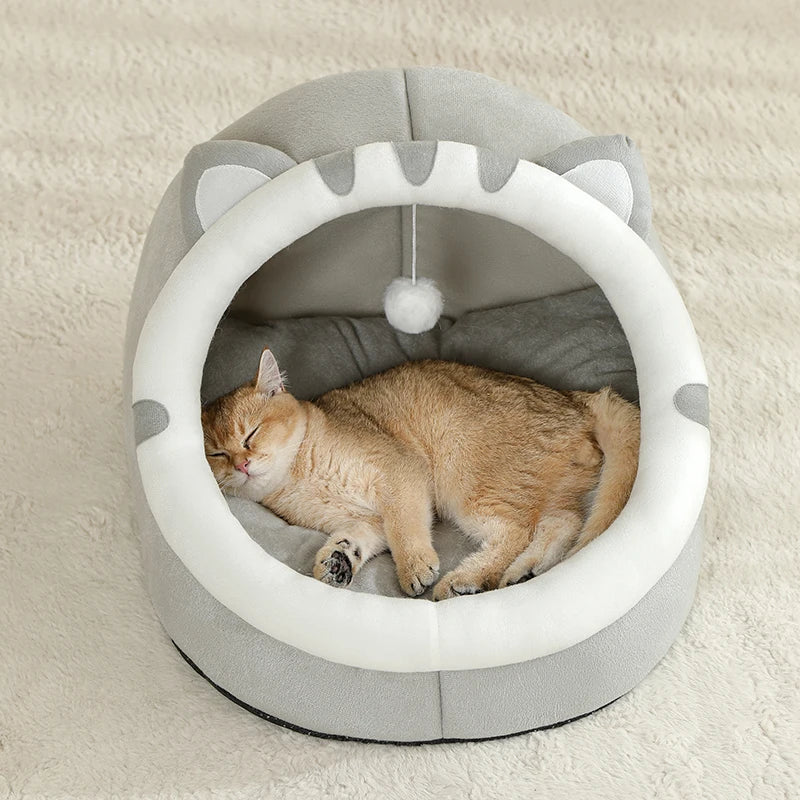 Warm Cat Bed House – Cozy Cave Tent with Cushion for Cats & Small Dogs