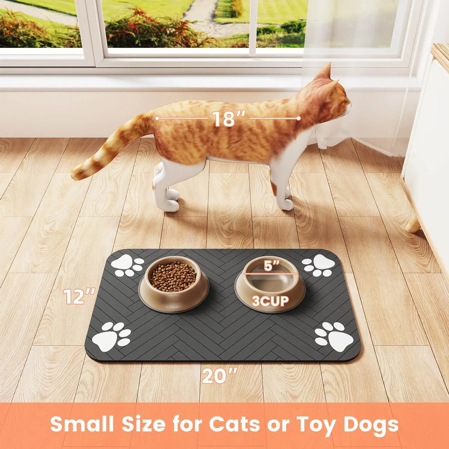 Absorbent Pet Feeding Mat – Quick-Dry Food & Water Bowl Placemat