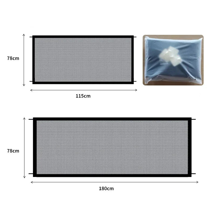 Pet Safety Fence – Foldable Mesh Barrier Gate for Dogs with Hooks