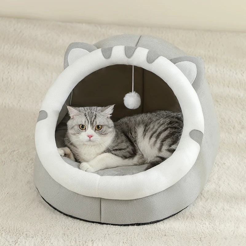 Warm Cat Bed House – Cozy Cave Tent with Cushion for Cats & Small Dogs