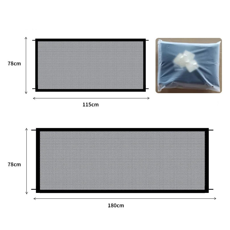 Pet Safety Fence – Foldable Mesh Barrier Gate for Dogs with Hooks