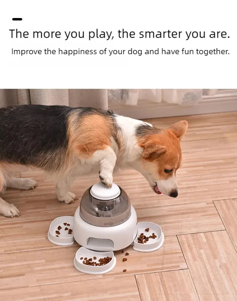 Three bowls of pet food dispenser, automatic press feeder