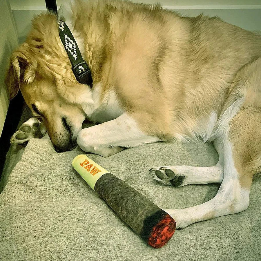 Cigar Plush Dog Toy – Funny Squeaky Chew for Small & Medium Pets