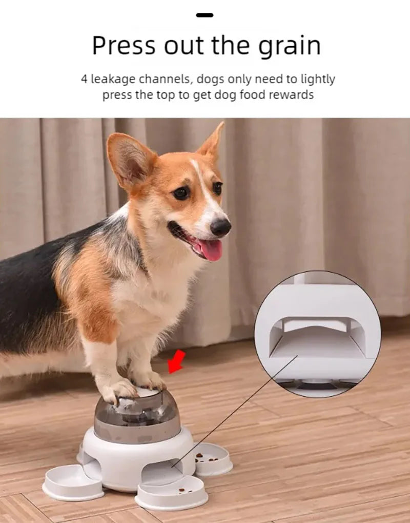 Three bowls of pet food dispenser, automatic press feeder