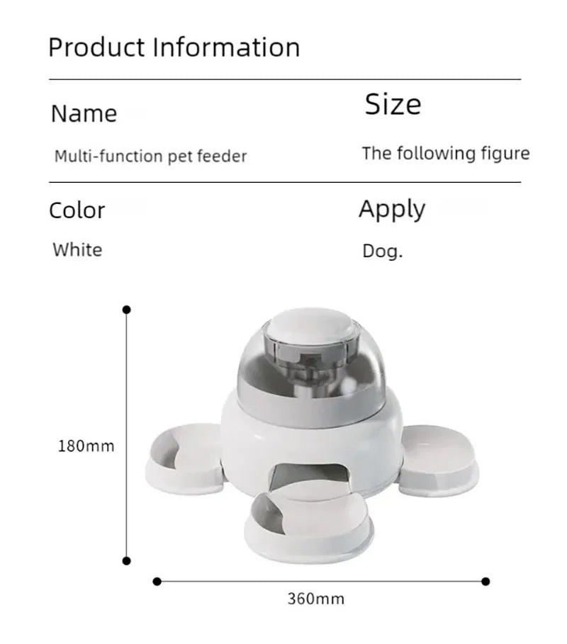 Three bowls of pet food dispenser, automatic press feeder
