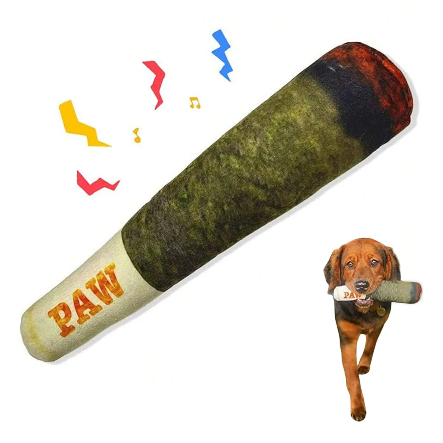 Cigar Plush Dog Toy – Funny Squeaky Chew for Small & Medium Pets
