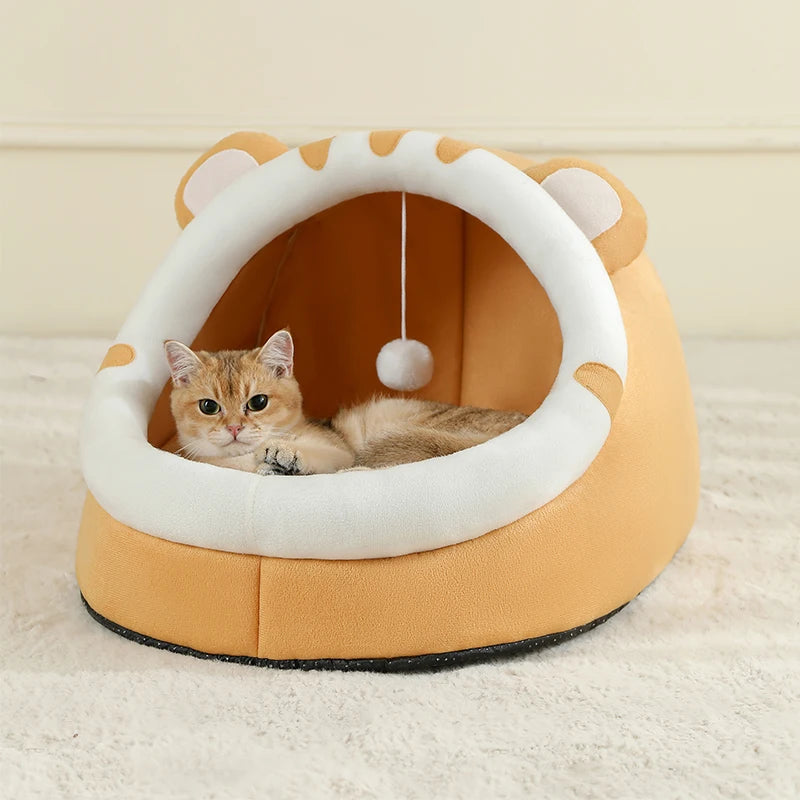 Warm Cat Bed House – Cozy Cave Tent with Cushion for Cats & Small Dogs