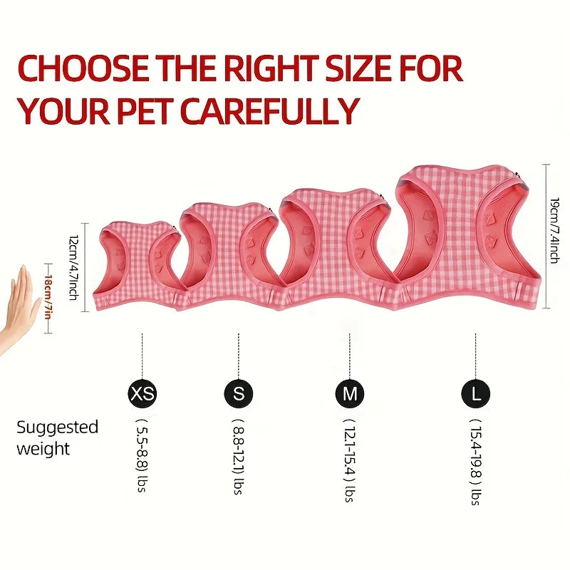 Plaid Cat Suit – Reflective, Durable Pet Outfit with Collar & Leash