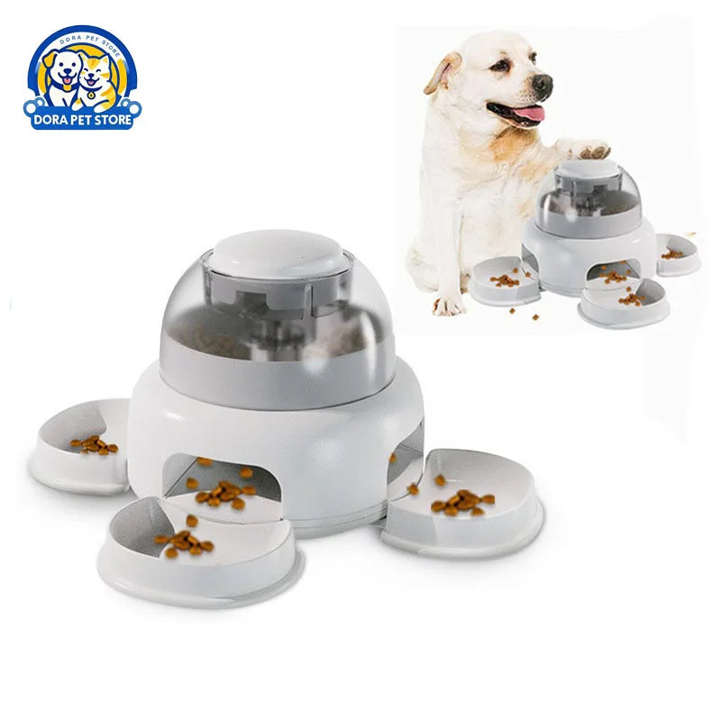 Three bowls of pet food dispenser, automatic press feeder