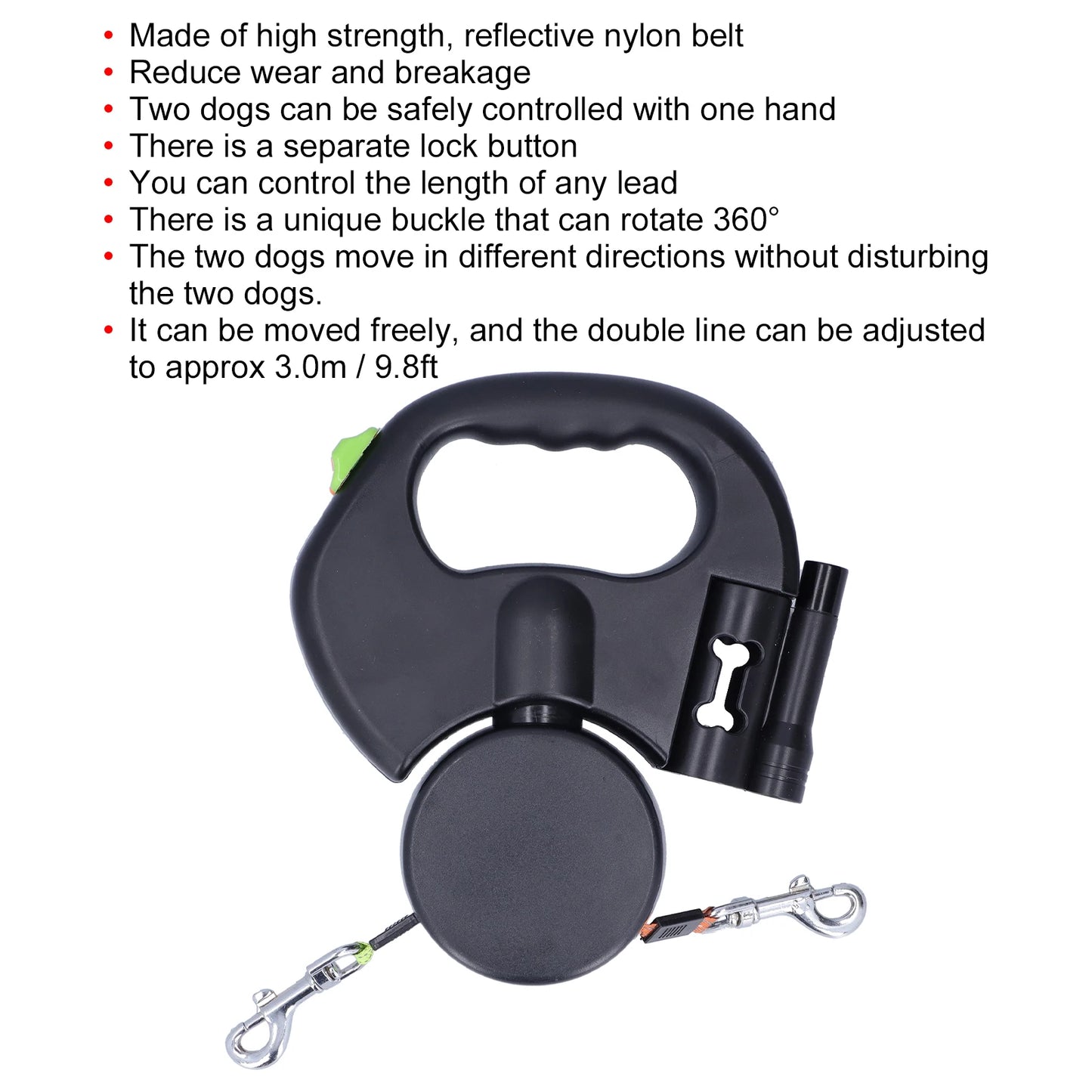 Retractable Double Dog Leash