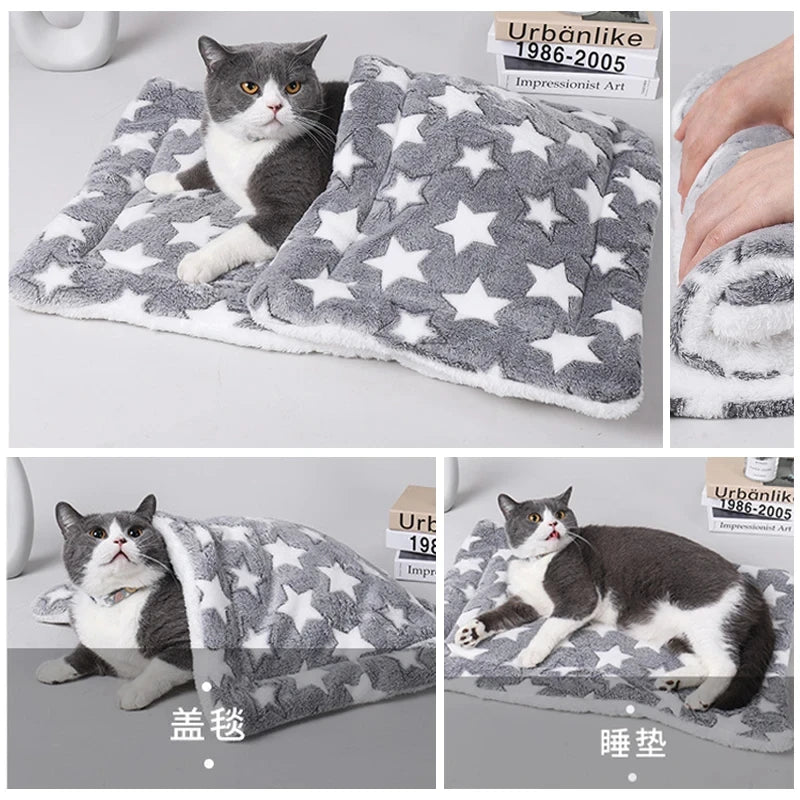 Flannel Pet Sleeping Mat – Soft Dog & Cat Bed Cushion Blanket
