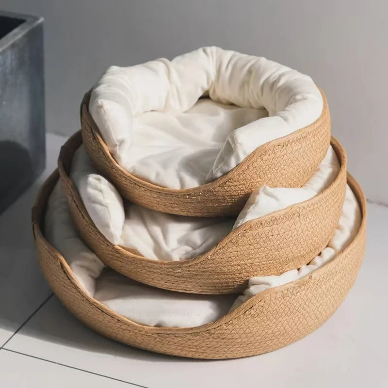 Cat & Dog Beds Sofa Handmade Bamboo Weaving Cozy Nest