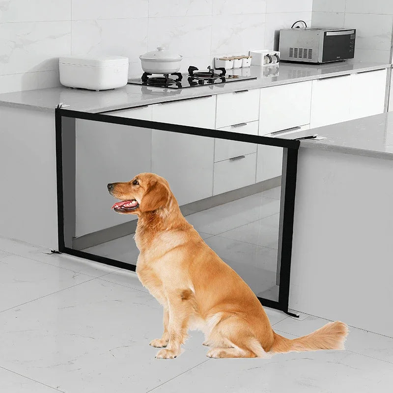 Pet Safety Fence – Foldable Mesh Barrier Gate for Dogs with Hooks