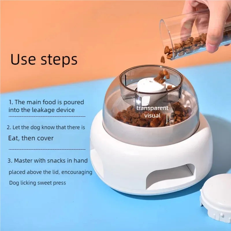 Three bowls of pet food dispenser, automatic press feeder