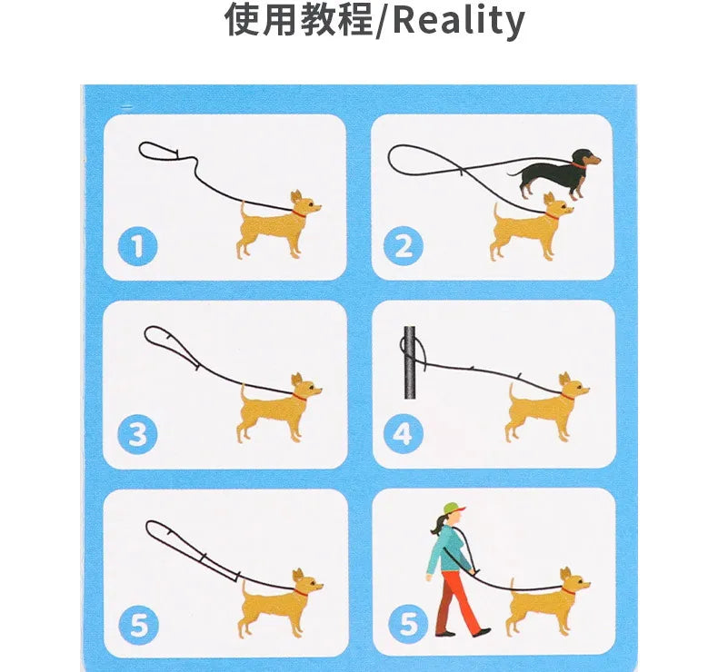 Pet Leash for Two Double Small, Medium and Large Dogs