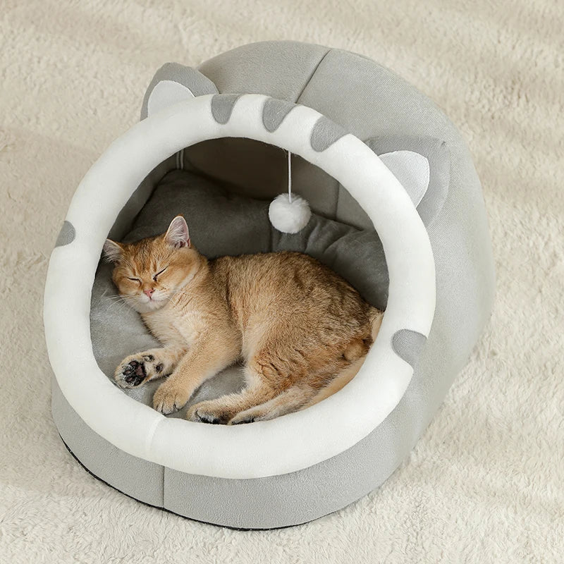 Warm Cat Bed House – Cozy Cave Tent with Cushion for Cats & Small Dogs