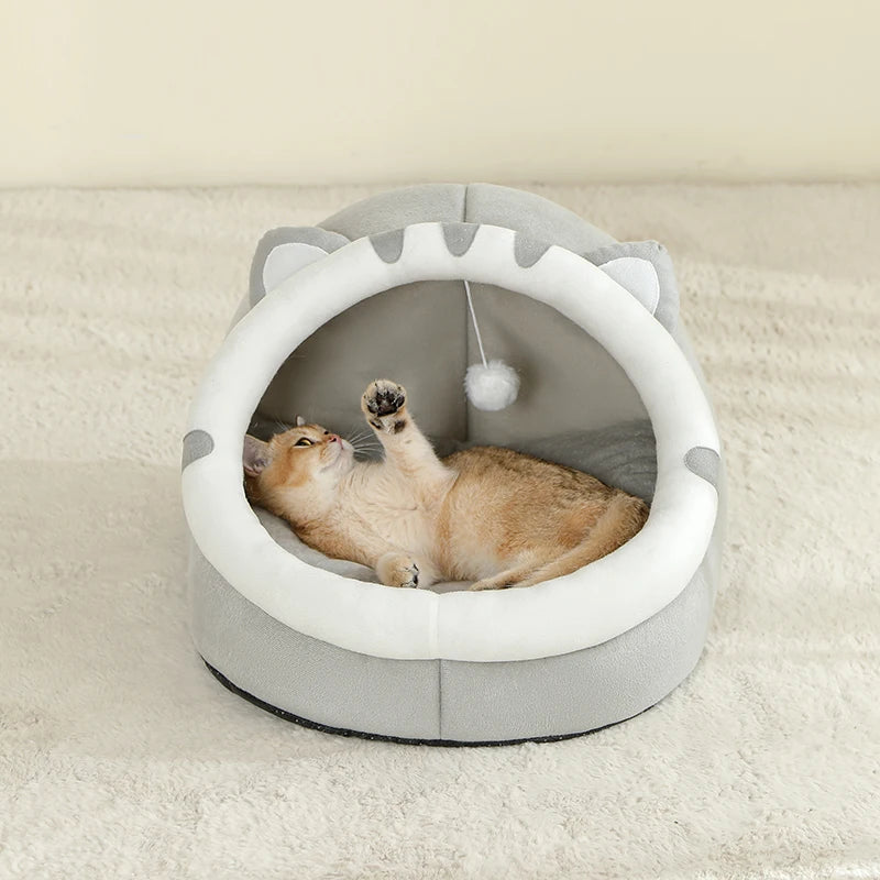 Warm Cat Bed House – Cozy Cave Tent with Cushion for Cats & Small Dogs