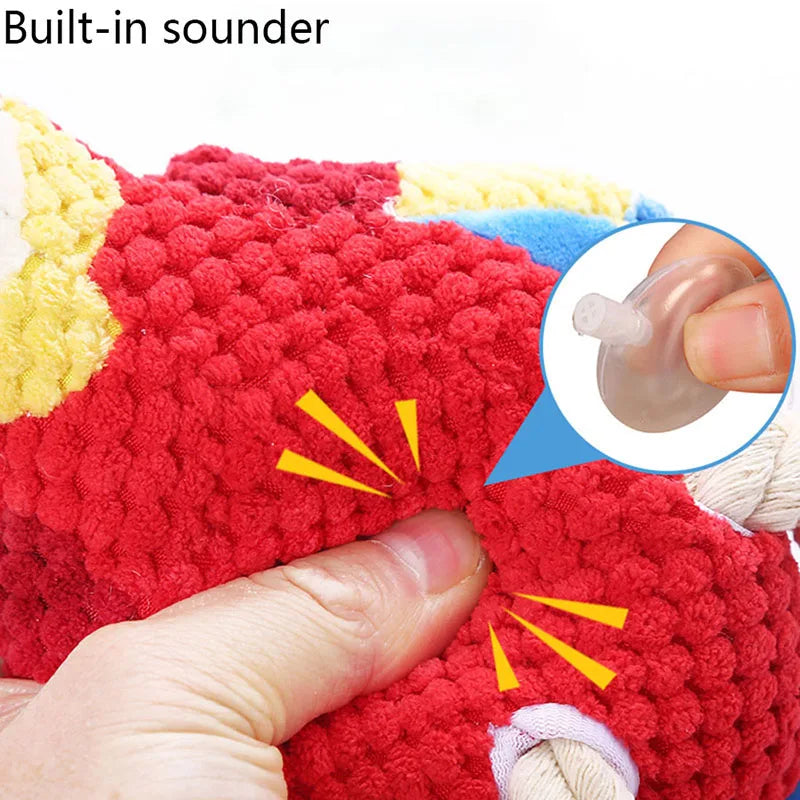 Plush Squeaky Dog Toy – Durable Rope Chew for Puppies & Pets