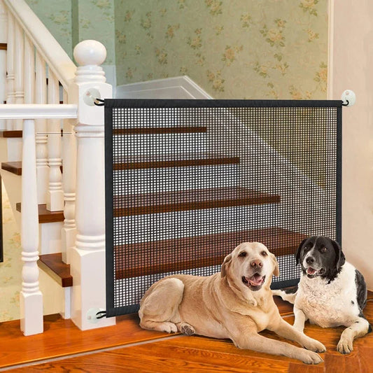 Pet Safety Fence – Foldable Mesh Barrier Gate for Dogs with Hooks