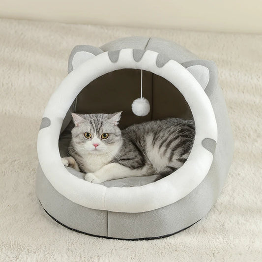 Warm Cat Bed House – Cozy Cave Tent with Cushion for Cats & Small Dogs