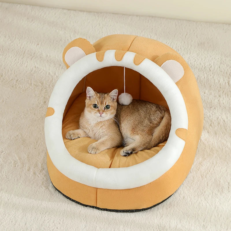 Warm Cat Bed House – Cozy Cave Tent with Cushion for Cats & Small Dogs