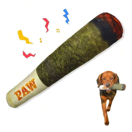 Cigar Plush Dog Toy – Funny Squeaky Chew for Small & Medium Pets