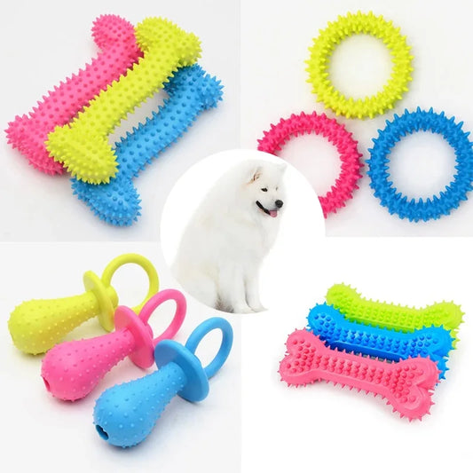 Rubber Dog Toy – Bite-Resistant Chew & Teeth Cleaning for Small Pets