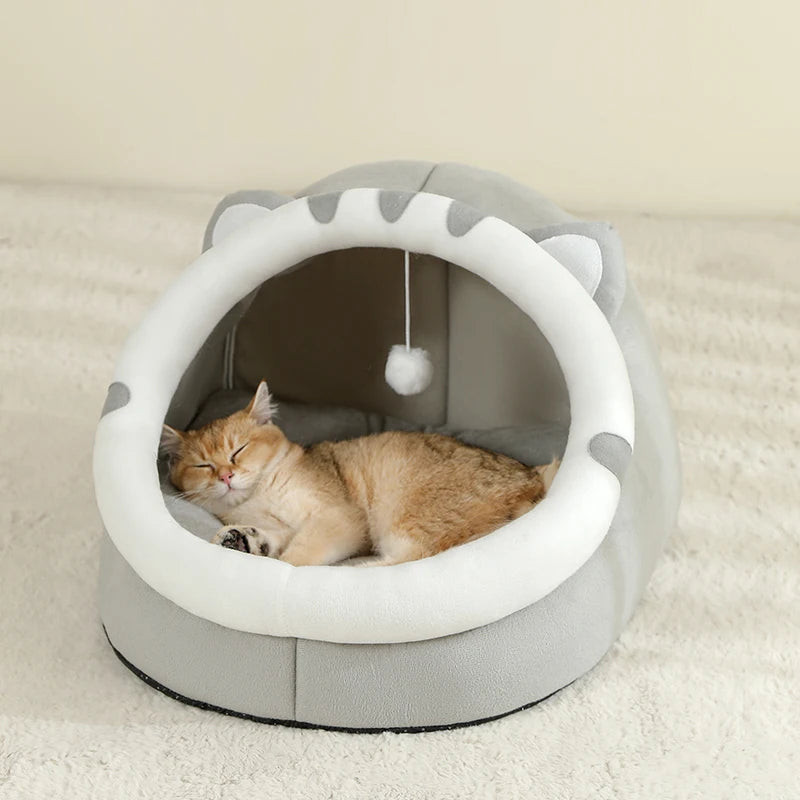 Warm Cat Bed House – Cozy Cave Tent with Cushion for Cats & Small Dogs