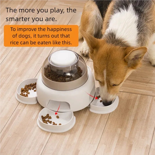 Three bowls of pet food dispenser, automatic press feeder