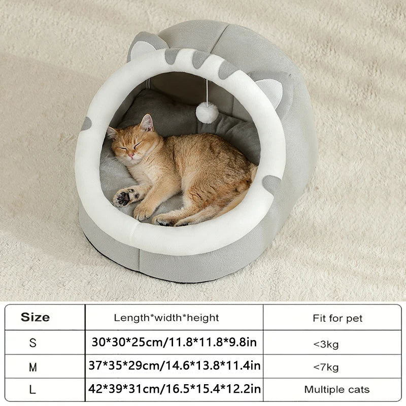 Warm Cat Bed House – Cozy Cave Tent with Cushion for Cats & Small Dogs