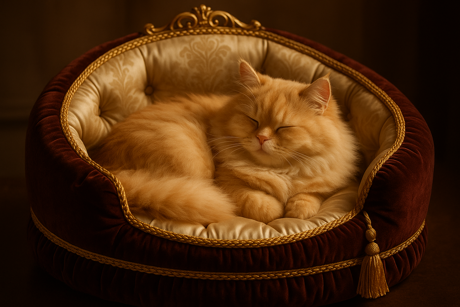 a cute cat inside a luxury pet bed