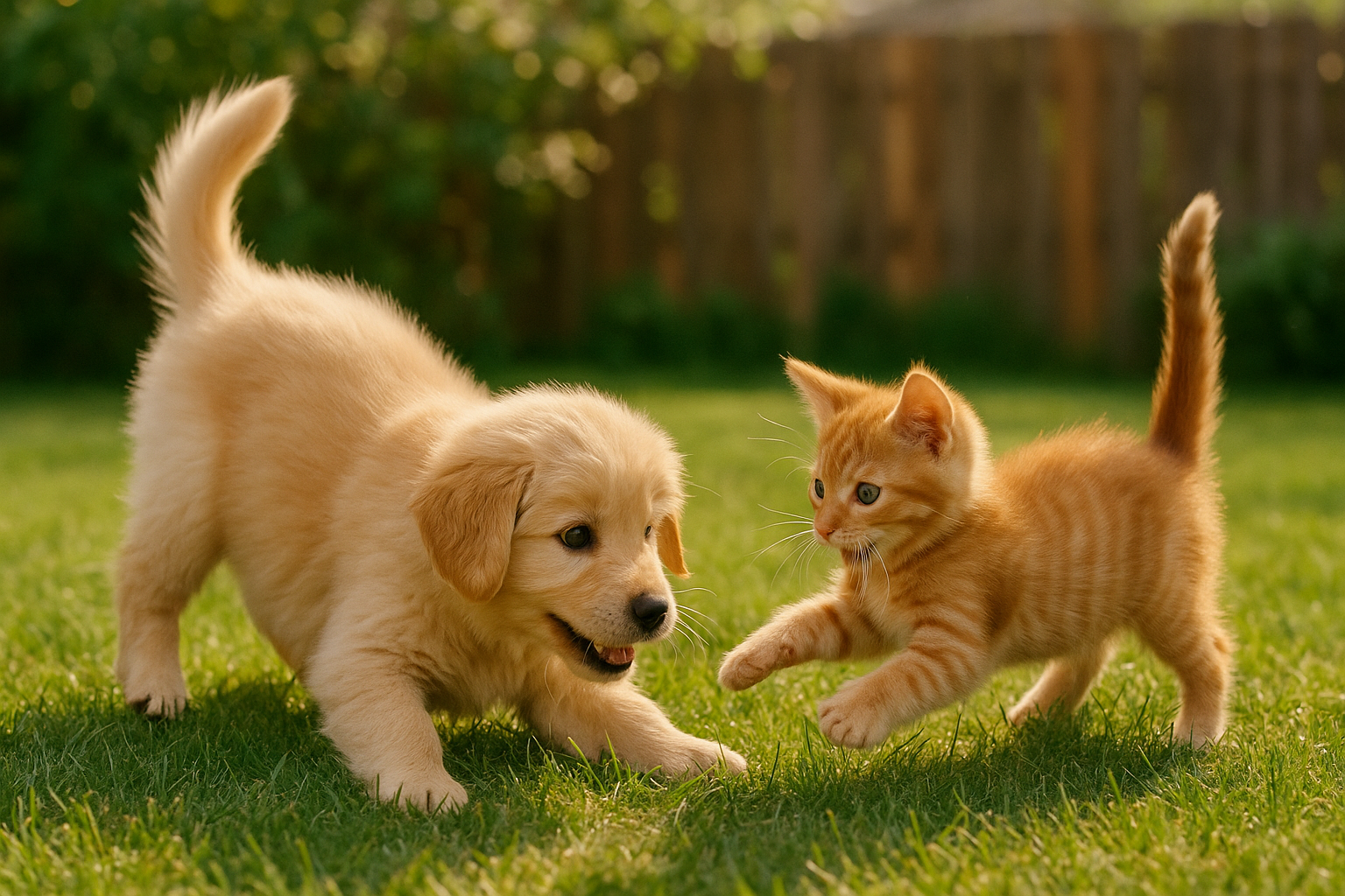 cute pet  playing with each others